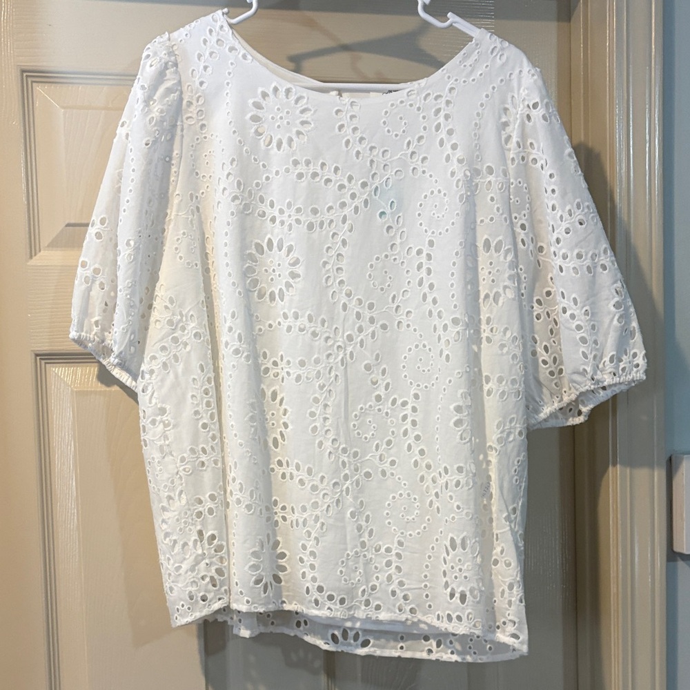 Women's White Eyelet Top